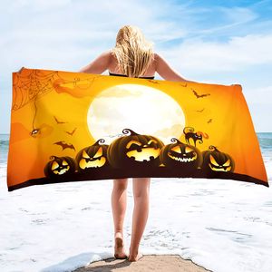 Adultes surdimensionné sans sable serviette de plage Halloween citrouille séchage rapide serviette de plage hommes microfibre léger voyage serviette de plage