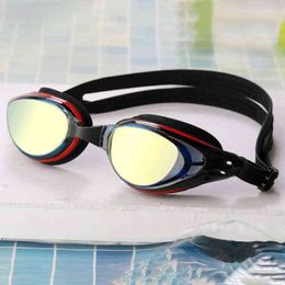 Volwassenen Zwemmen Goggles Galvaniseren Coated Anti-Mist Lens Elastische Hoofdband Verstelbare Neuskussen Zwemmen Bril G220422