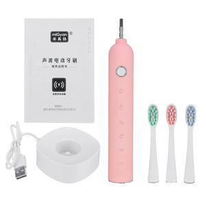 Brosse à dents électrique à ultrasons pour adultes 5 vitesses Nettoyeur de dents étanche pour soins bucco-dentaires avec 3 têtes de brosse - Bleu