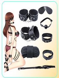 AdultShopBDSM Kits Bondage 7 -stcs Set Leather Sex Toys for Adult Game Erotische Handboeien Whip Gag Nipple klemmen Paren speelgoed Accessorie6304346