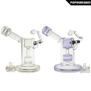 13,5 cm de haut mini plate-forme pétrolière narguilés bongs barboteur en verre avec pipe à fumer à balançoire en quartz CAPS PG5043 (FC-MINI V2)