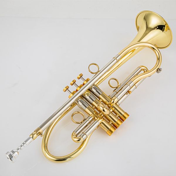 Trompeta profesional personalizada avanzada Bb Tune superficie chapada en Latón dorado instrumentos de música profesionales con estuche 000