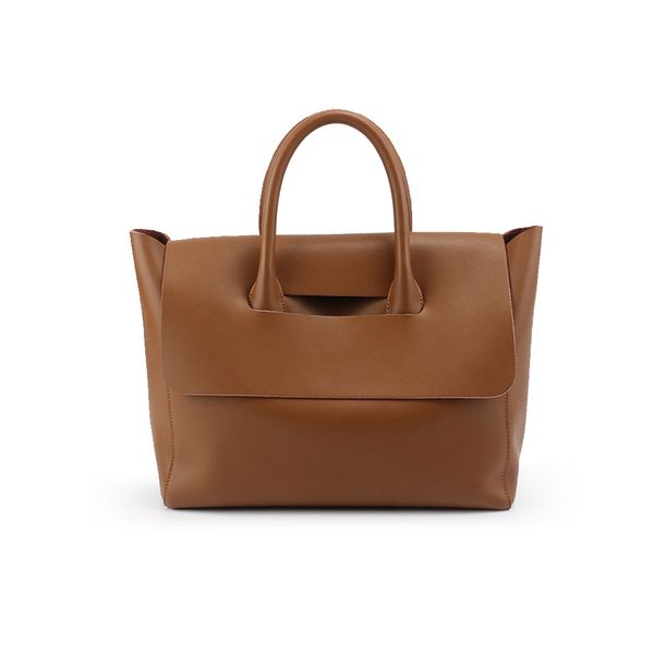 Sac fourre-tout Advanced OL : cuir de vache édition coréenne, polyvalent de grande capacité, sac pour ordinateur portable de déplacement pour femme - Porte-documents à bandoulière à une épaule marron