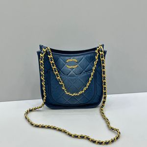 Geavanceerde retro blauwe draagtas CC-tas Luxe designer lederen draagtas met ketting Hobo-onderarmtas Klassieke zwart-gouden oliewas Koeienhuid schoudertas Handtas Crossbodytas