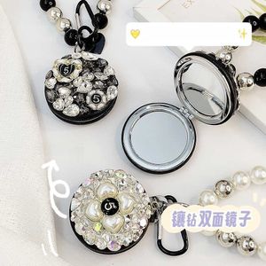 Petit miroir avancé, luxe léger avec incrustation de diamants, miroir de maquillage portable, mini miroir haute définition pliable double face