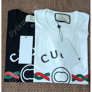 Geavanceerde versie Italië Mode GG Heren T-shirt Tops Zomer Vrouwelijke GG Brief Afdrukken Luxe Merken Shirt Mannen En Vrouwen Highs Kwaliteit QUCCI Casual Katoenen T-shirts 9785