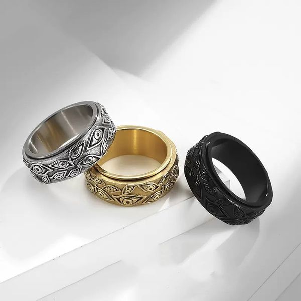 Advanced Vintage God's Eye Ring Hommes Personnalité Unique Agressif Rue Hip Hop Tendance Titane Acier Accessoires De Mode