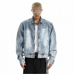 avancé Mer Court Style Américain Rétro Veste Veste Hommes Nouvelle Niche Conception Zipper Denim Veste S9qc #