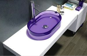 Évier de comptoir ovale en résine pour salle de bains, lavabo de vestiaire coloré, évier en pierre à Surface solide RS38279