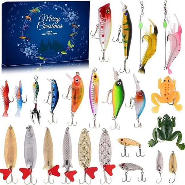 Calendrier de l'Avent Boîte aveugle Perfect Tool Fishing Antffiel Fishing Set the Blind Box Advent Calendar Fishing Lure Lure Set 3D Eyes 240321