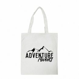 Aventure attend toile sac femmes Cott tissu sac à bandoulière Eco sac à main fourre-tout Fi Imprimer acheteurs réutilisables Logo personnalisé T6ip #