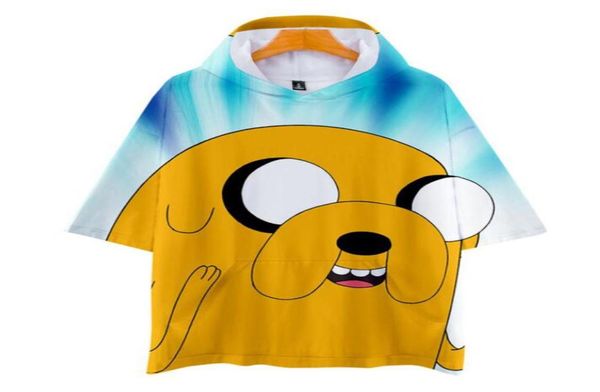 Hora de aventuras Finn y Jake The Dog Face Camiseta extragrande con estampado 3D, ropa de calle para hombres y mujeres, camiseta de manga corta con capucha de Hip Hop 4131275