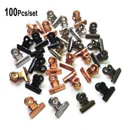 Matériel d'affichage publicitaire 100pcs 21x23mm pinces rondes en métal clip bouledogue clip papier papeterie clip pour étiquettes sacs document liant clip po pince 221130