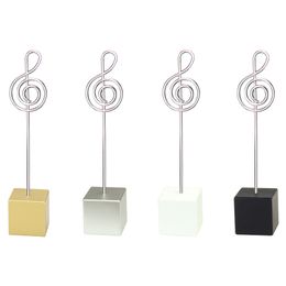 Advertentie Display Equipment Lot 10pcs Cube Base Music Draad Po Clip Color Resin Stand Memo Holder Wedding Favor Party Deco "I Love Music" Series 221130