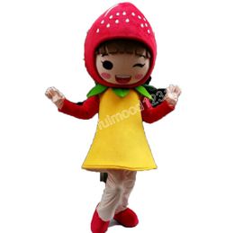 Costumes de mascotte de fille aux fraises, cadeaux de carnaval d'halloween, tenue de publicité extérieure unisexe, costume de célébration de vacances, costume de mascotte de personnage de dessin animé