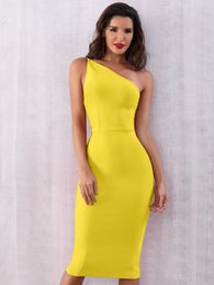 ADYCE One Shoulder Bodycon Jurk Zij