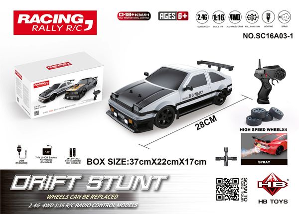 AE86 Remote Control Car Racing Vehicle Toys for Children 1 16 4wd 2,4g High Speed GTR RC Electric Drift Car Childre