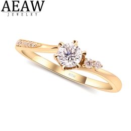 AEAW 0.3ct 4mm Corte Redondo EF VVS1 925 Anillo de Plata Diamante Prueba Pasada Moda Novia Mujer Regalo de Navidad 211217