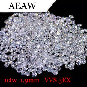 AEAW 1.9mm Totaal 1 CTW CARAT DF Color Certified Lab Gegroeide Moissanite Diamond Losse Bead Test Positieve fijne sieraden