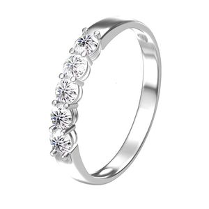 AEAW 14k or blanc 0,1ct 3mm Total 0,5ctw DEF coupe ronde fiançailles mariage CVD HPHT bague de diamant cultivé en laboratoire pour les femmes 240119