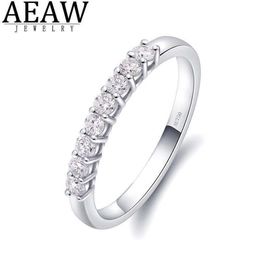 AEAW 14k oro blanco 0 25ctw 2mm DF corte redondo compromiso boda topacio moissanita anillo de banda de diamante cultivado en laboratorio para mujer 237v