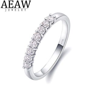 AEAW 14K WIT GOUD 0 25CTW 2mm DF Ronde Cut EngagementWedding Topaz Moissanite Lab Gegroeide diamanten bandring voor dames2000