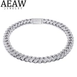 AEAW 18 Inch 925 Sterling Zilver Setting Iced Out Moissanite Diamond Hip Hop Cubaanse Link Chain Miami Ketting Sieraden voor Mens X0509