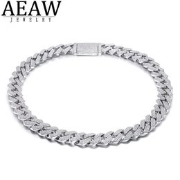 AEAW 18 pulgadas 925 Ajuste de plata esterlina helado Moissanite Diamond Hip Hop Cadena de eslabones cubanos Collar de Miami Joyería para hombres X050317t