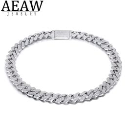 AEAW 18 pulgadas 925 ajuste de plata esterlina helado moissanita diamante hip hop cadena de eslabones cubanos collar de Miami joyería para hombres X050325C