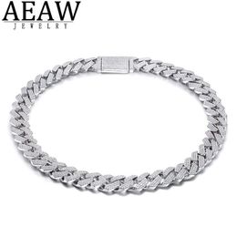 AEAW 18 inch 925 Sterling Silver Setting Iced Moissanite Diamond Hip Hop Cuban Link Chain Miami Necklace Jewelry voor heren X050208Q