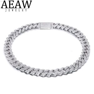 Aeaw 18 inch 925 Sterling Silver Setting Iced Moissanite Diamond Hip Hop Cuban Link Chain Miami ketting sieraden voor heren X050257i