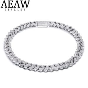 AEAW 18 inch 925 sterling zilveren setting Iced Out Moissanite diamant hiphop Cubaanse schakelketting Miami ketting sieraden voor heren X050257i