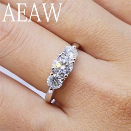AEAW 2ctw 6.5mm Round Cut EngagementWedding Diamond Ring Double Halo Platinum Plated Silver 220216