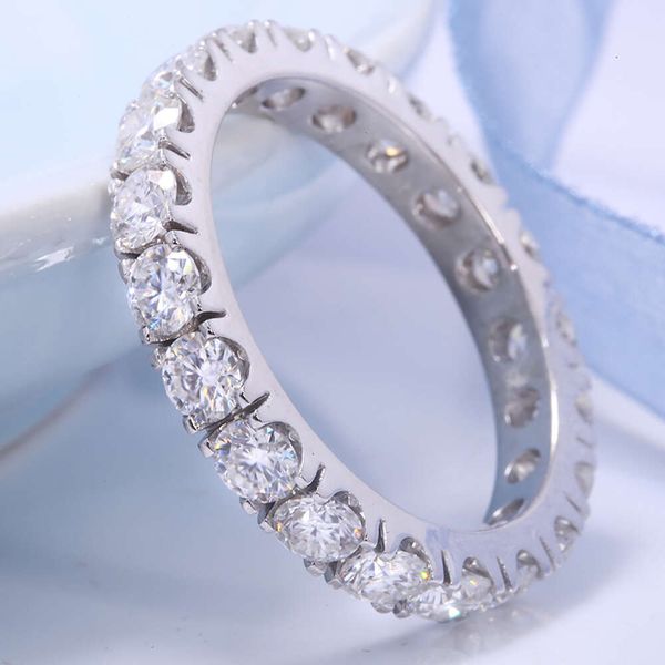 AEAW solide 14k blanc or rond rond laboratoire diamant cvd hpht enternité complète diamant banque diamant 2,5 mm 1.5ctw df couleur pour les femmes