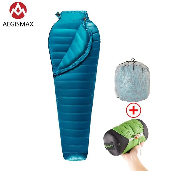 AEGISMAX M2 mise à niveau ultraléger momie 95% sac de couchage en duvet d'oie blanche Camping en plein air randonnée structure entièrement doublée 240102