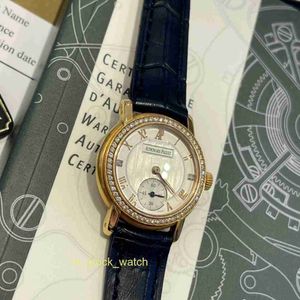 Aeipi Watch Luxury Designer Jules Series 18K Rose Gold Original Diamond Inlaid Manual Mechanical Watch voor vrouwen Aehazj