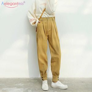Aelegantmis décontracté Streetwear femmes Cargo pantalon mode poches pantalon femme Joggers taille haute Style coréen dames 210607