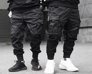 Ribbons Aelfric Eden Ribbons Hip Hop Cargo Pantalons Men Black Pocket Streetwear Harajuku Techwear Pantal