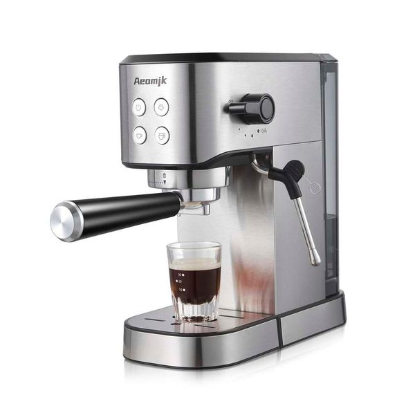 Aeomjk Italian Hine, 20 hines à expresso en acier inoxydable avec barre à vapeur Bubble Hine, adaptées au cappuccino, au latte, à usage domestique, 34 onces détachables