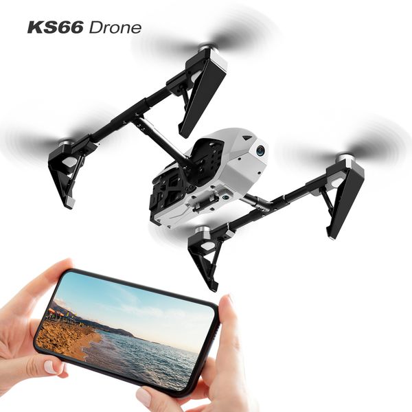 KS66 Drone photographie aérienne aéronef sans pilote (UAV) sans balais, GPS intelligent aéronef sans pilote (UAV) photographie aérienne 720P double caméra HD quadrirotor