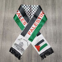Aerlxemrbrae palestijn vlag aangepaste sjaal palestina nationale dag 14*130cm sjaal afdrukken satijnen palestijnse vlag sjaal 240430