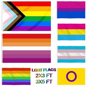 Aerlxemrbrae Rainbow Flag 150X90CM Banner 100D Polyester grommets lgbt Gay rainbows Progress Pride flag Inventory Wholesale