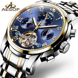 AESOP automatisch mechanisch horloge mannen luxe heren pols horloges polshorloge waterdicht skelet skelet mannelijke klok mannen relogio masculino