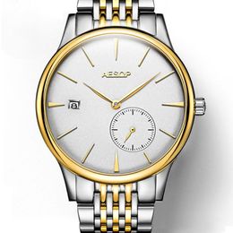 AESOP ultra mince 8 5mm classique Simple montre hommes argent doré minimaliste mâle horloge pleine acier heures Relogio Masculino254A