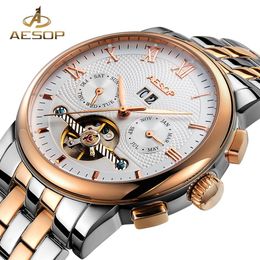 Aesop montre hommes de luxe automatique montre mécanique 2019 en acier inoxydable bracelet en or montre-bracelet mâle horloge hommes Relogio Masculino317Z