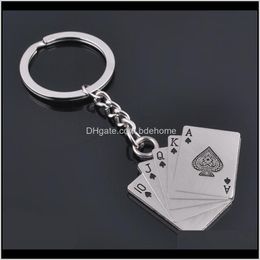 Aessories drop levering 2021 mode poker sleutelhanger mannen mannelijke persoonlijkheid metalen ketens sleutelringen sleutelhangers cadeau auto sleutelhangers rafj3