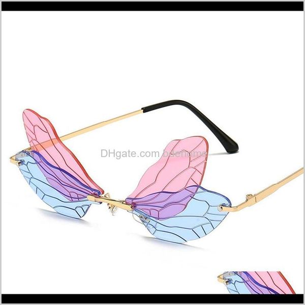 Aessories Drop Livraison 2021 Spécial Ailes De Papillon Design Lunettes De Soleil À La Mode Couleurs Verres Plats Sans Monture Lunettes De Fête Fz12D