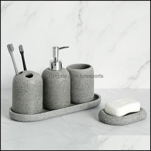 Accessoires de jardin pour la maison, ensemble d'accessoires de salle de bain, distributeur de savon en résine, porte-brosse à dents, plateau à gobelet, décoration de bain, livraison de gouttes