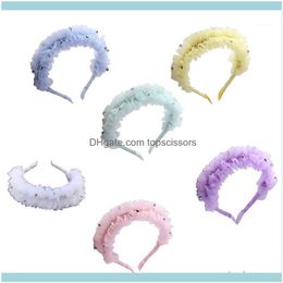 Aessoires Tools ProductsWomen Sweet Ruches Mesh Hoofdband Gerimpelde Snoep Kleur Breed Hoop Hoop Rhinestone Verfraaid Bruiloft Bandana Headd