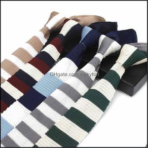 Aessoriesbrand mode Vintage rayé cou cravates de mariage pour hommes maigre cravate homme Gravata Polyester étroit tricoté cravates livraison directe 2021